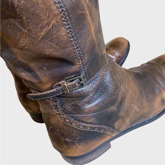 Valerie Stevens Randolph Brown Fume Leather Tall Boots Sz 6.5 Equestrian Riding - Picture 9 of 14